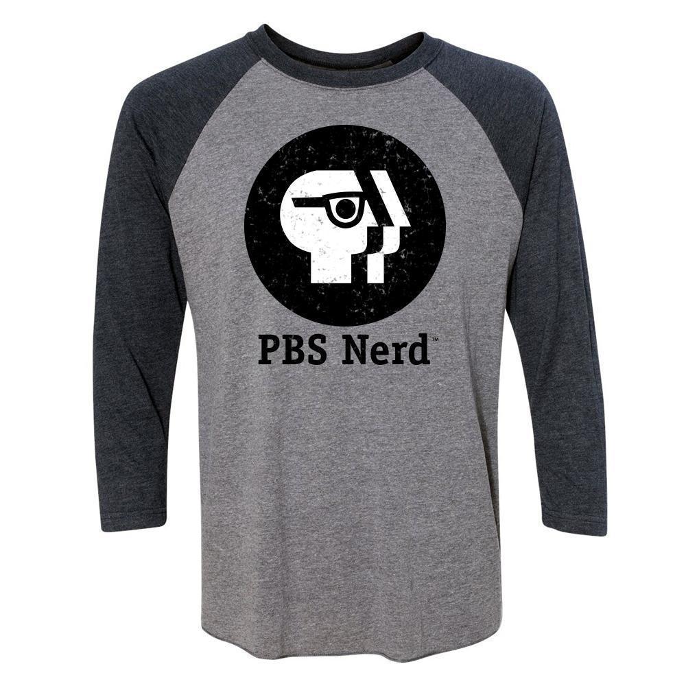 Gray & Heathered Navy PBS Nerd Logo 3/4 Sleeve T-Shirt