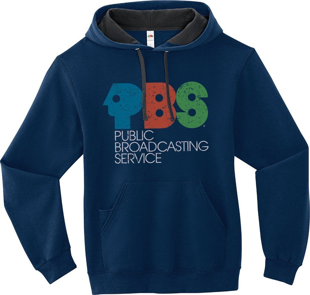 Navy Blue Vintage PBS Retro Logo Hoodie